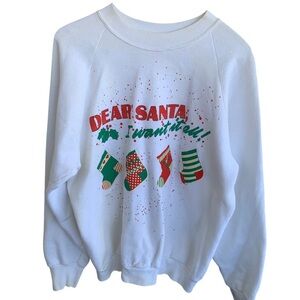 Vintage Dear Santa Christmas Holiday Crewneck Sweatshirt 80s 90s Sweater Size L